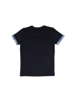 Blue Printed Cotton Boys Tshirts 2