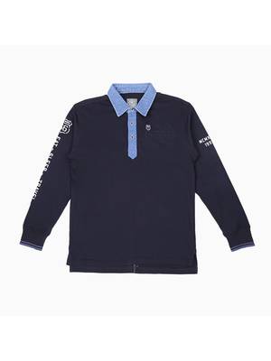 Blue Printed Cotton Boys Tshirts 1