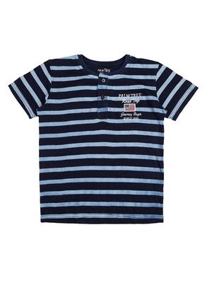 Blue Printed Cotton Boys Tshirts 1