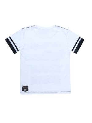 White Printed Cotton Boys Tshirts 2