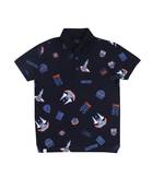Blue Printed Cotton Boys Tshirts