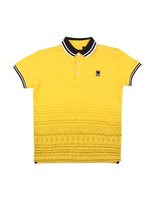 Yellow Printed Cotton Boys Tshirts 1