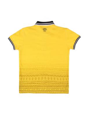 Yellow Printed Cotton Boys Tshirts 2