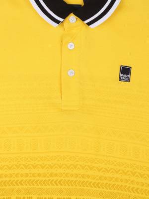 Yellow Printed Cotton Boys Tshirts 3