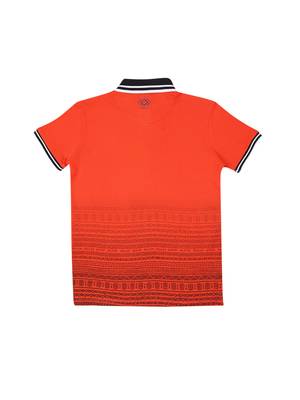 Orange Printed Cotton Boys Tshirts 2