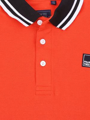 Orange Printed Cotton Boys Tshirts 3