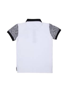 White Printed Cotton Boys Tshirts 2