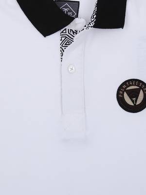 White Printed Cotton Boys Tshirts 3