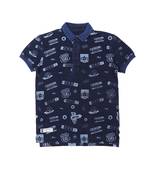Blue Printed Cotton Boys Tshirts