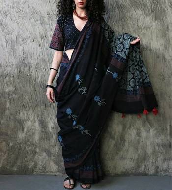 Sanganeri Print Mul Cotton Saree with Blouse Piece - Ethnics Land 1