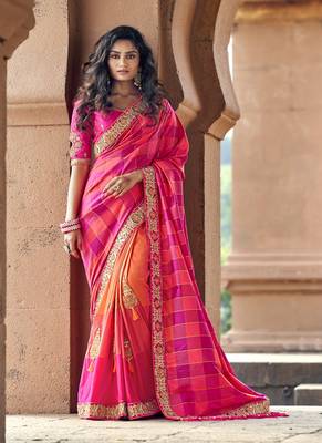   multicolor woven silk blend saree with blouse 1