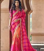   multicolor woven silk blend saree with blouse