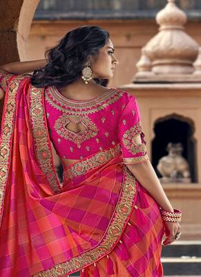   multicolor woven silk blend saree with blouse 3
