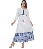 blue Kurti with White Jacket