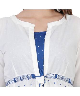 blue Kurti with White Jacket 4