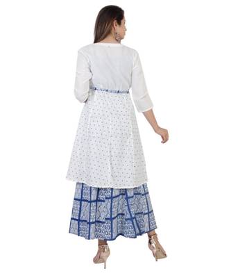 blue Kurti with White Jacket 5
