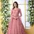Dusty Peach Thread Embroidery Net Semi Stitched Gown