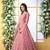 Dusty Peach Thread Embroidery Net Semi Stitched Gown
