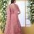 Dusty Peach Thread Embroidery Net Semi Stitched Gown