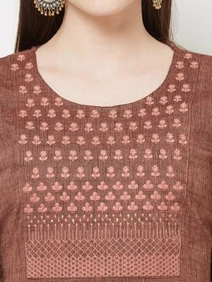 Brown embroidered rayon ethnic-kurtis 5