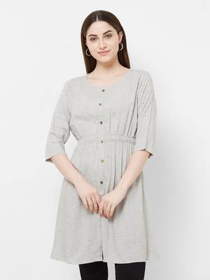 Grey plain rayon ethnic-kurtis 1