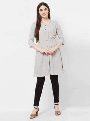 Grey plain rayon ethnic-kurtis 5