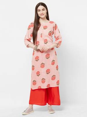 Pink printed rayon ethnic-kurtis 1