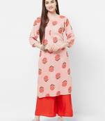 Pink printed rayon ethnic-kurtis