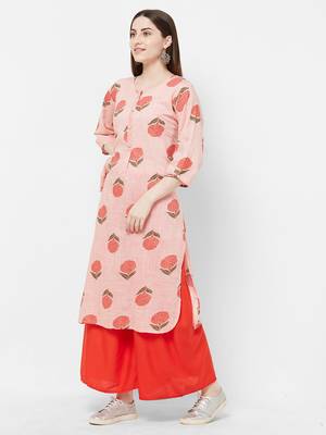 Pink printed rayon ethnic-kurtis 3