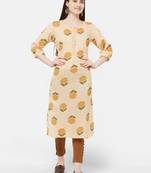 Yellow printed rayon ethnic-kurtis