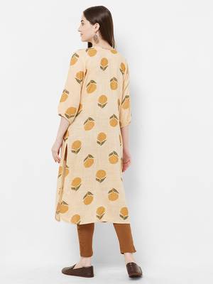 Yellow printed rayon ethnic-kurtis 2