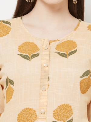 Yellow printed rayon ethnic-kurtis 5