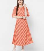 Orange printed rayon ethnic-kurtis