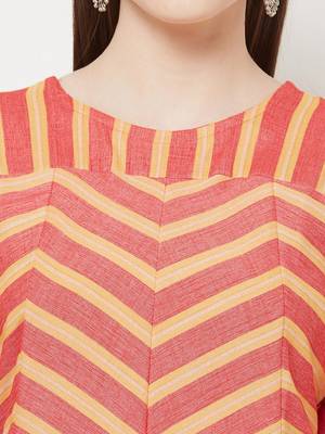 Orange printed rayon ethnic-kurtis 5