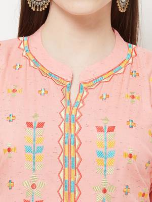 Pink embroidered rayon ethnic-kurtis 5