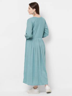 Blue embroidered rayon ethnic-kurtis 2