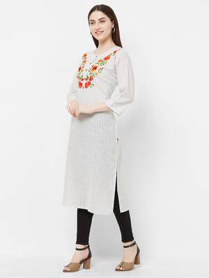 White printed cotton ethnic-kurtis 3