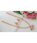 Grand Cubic Zircon Long Necklace With Flower Design Pendant & Matching Ear Rings