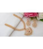 Exquisite Designer Cubic Zircon Neckset With Dual Peacock Pendant & Matching Ear Rings