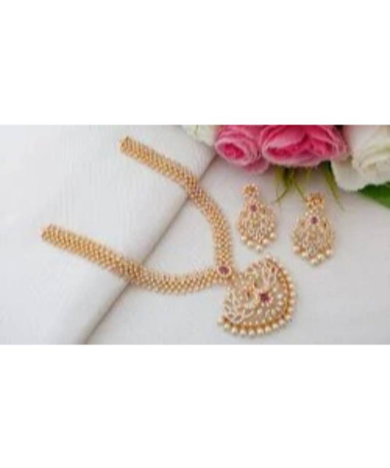 Exquisite Designer Cubic Zircon Neckset With Dual Peacock Pendant & Matching Ear Rings
