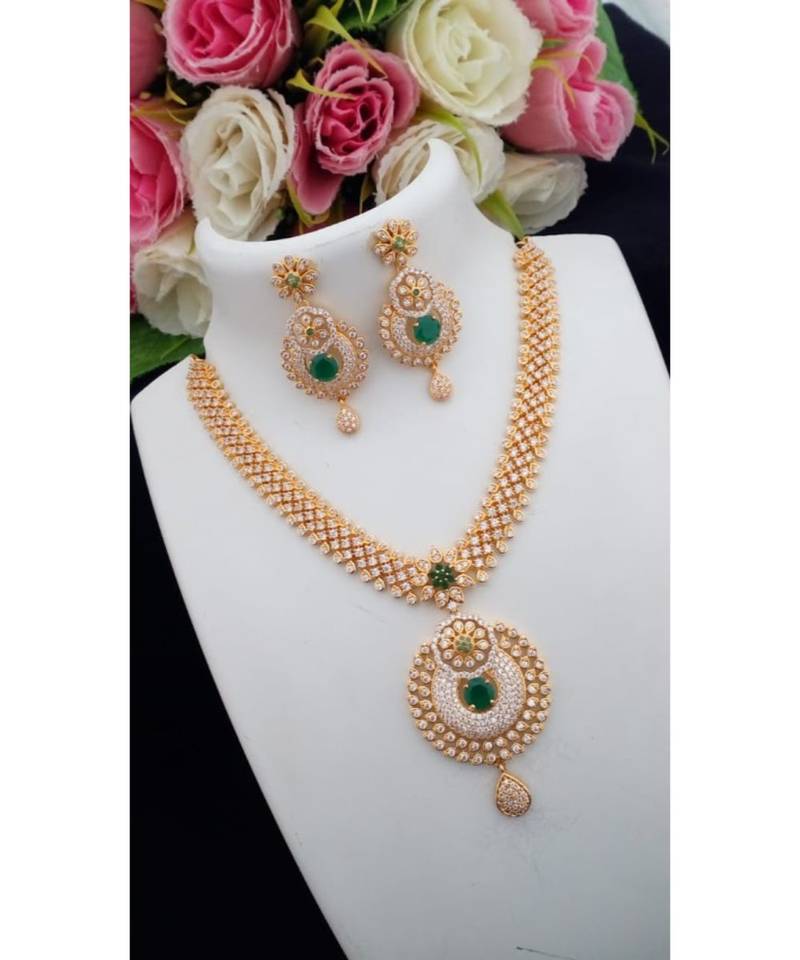 Awesome American Diamond Neclace With Matching Ear Rings
