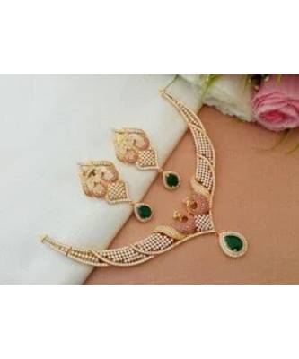 Mezmerising Cubic Zircon Stone Necklace With Matching Ear Rings 1