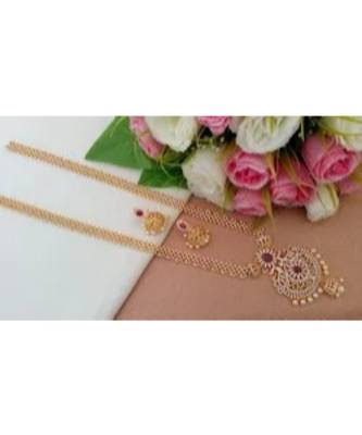 Gorgeous Designer Cubic Zircon Long Haaram With Dual Peacock Pendant & Matching Jhumkas 1