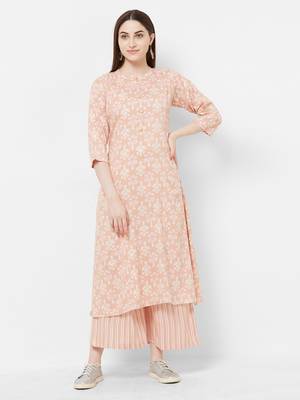 Pink printed rayon salwar 1