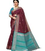 Pink woven banarasi silk saree with blouse