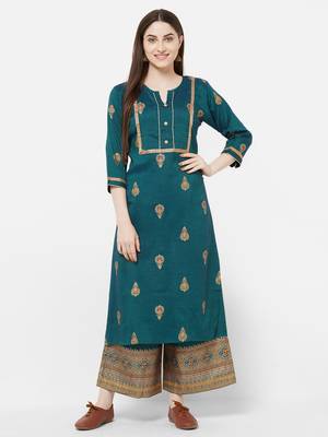 Green printed rayon salwar 1