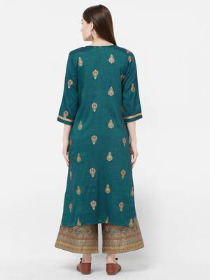Green printed rayon salwar 2