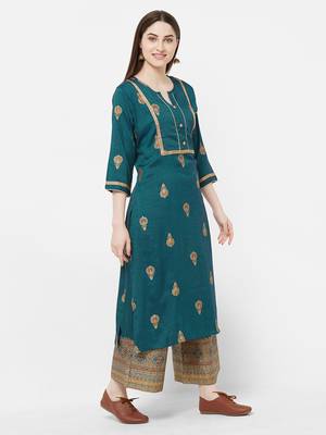 Green printed rayon salwar 3
