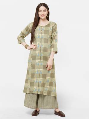 Green printed rayon salwar 1