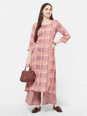 Pink printed rayon salwar 1